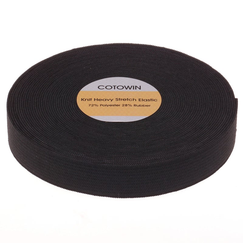 COTOWIN 1-inch Wide Black Heavy Knit Heavy Elastic (10 Yards) - Image 2